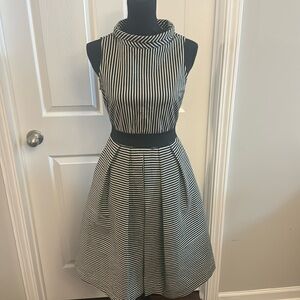 New York & Company - Eva Mendes - Stripe Fit Flare Overskirt Dress